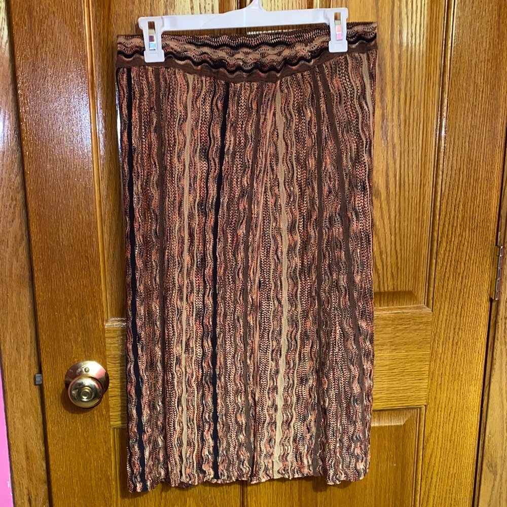 Laundry By Shelli Segal Brown Patterned Midi Skirt